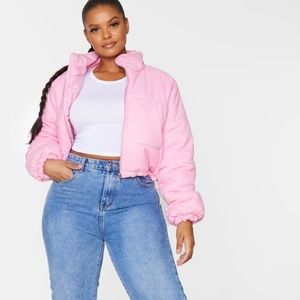 Cropped Pink Puffer Coat